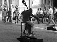 a street cellist in Venice