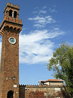 a clocktower on Murano